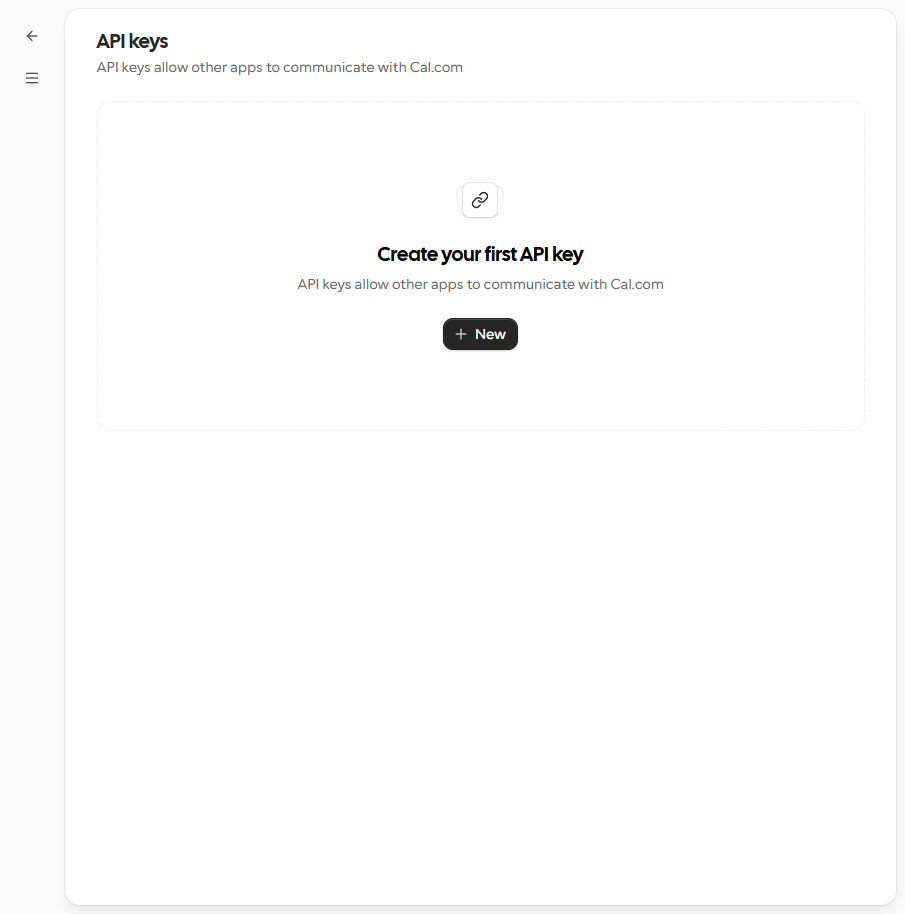 The API keys page