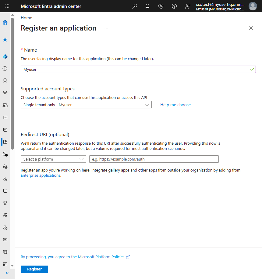 Register an application in Microsoft Entra