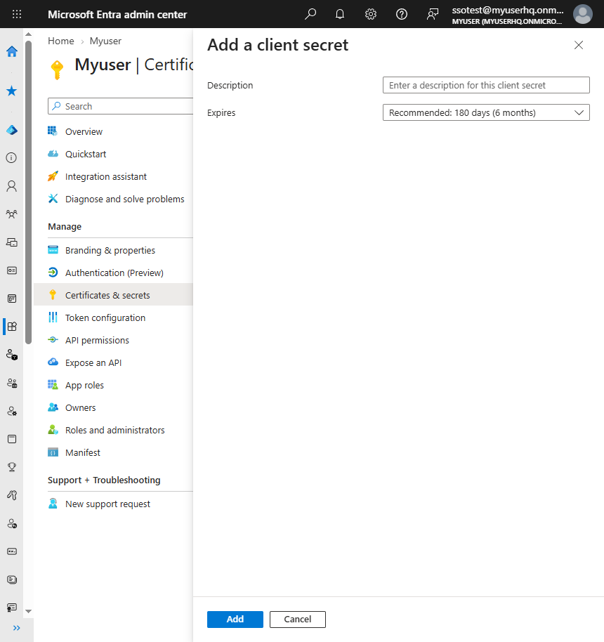 Add a client secret