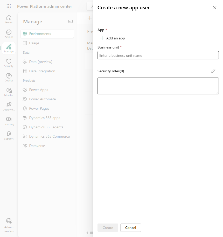 Create a new app user