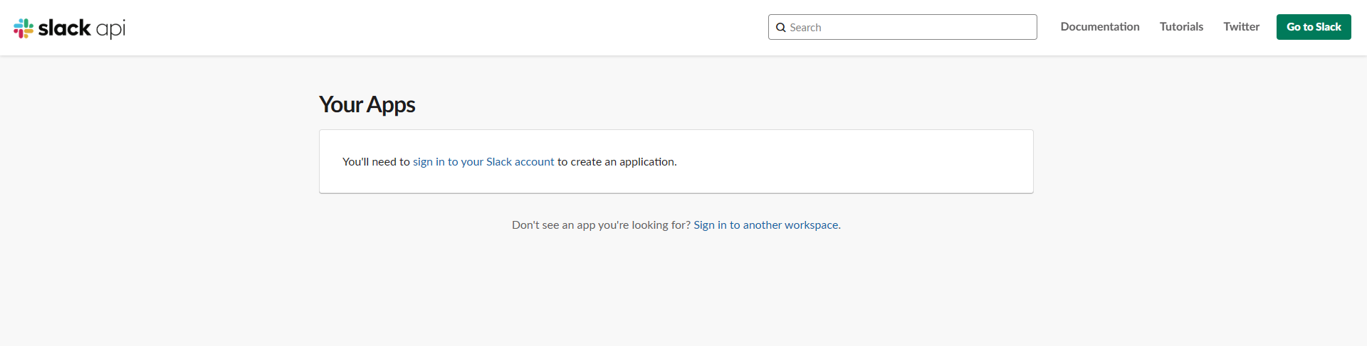 The Slack apps page