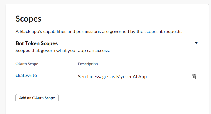 The chat:write scope